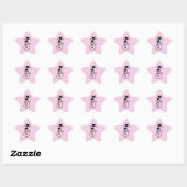 Whimsical Skinny Black Cat Roze Ster Sticker (Vel)