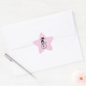 Whimsical Skinny Black Cat Roze Ster Sticker (Envelop)
