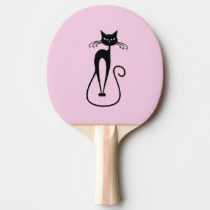 Whimsical Skinny Black Cat Roze Tafeltennisbatje