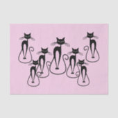 Whimsical Skinny Black Cat Roze Tissuepapier (Voorkant)