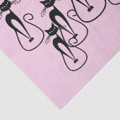 Whimsical Skinny Black Cat Roze Tissuepapier (Detail)