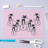 Whimsical Skinny Black Cat Roze Tissuepapier (Craft)