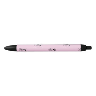 Whimsical Skinny Black Cat Roze Zwarte Inkt Pen