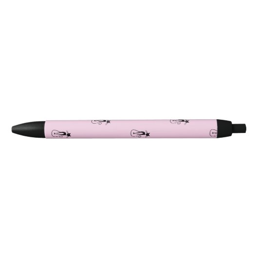 Whimsical Skinny Black Cat Roze Zwarte Inkt Pen (Voorkant)
