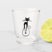 Whimsical Skinny Black Cat Shot Glas (Voorkant)
