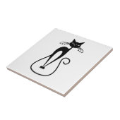 Whimsical Skinny Black Cat Tegeltje (Zijkant)