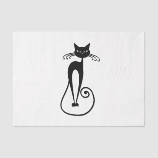 Whimsical Skinny Black Cat Tissuepapier (Voorkant)