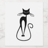 Whimsical Skinny Black Cat Wijn Etiket (Enkel label)