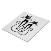 Whimsical Skinny Black Cats Tegeltje (Zijkant)