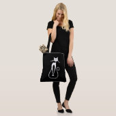 Whimsical Skinny White Cat Canvas tas (Op model)