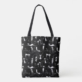 Whimsical Skinny White Cat Patroon Tote Bag (Achterkant)