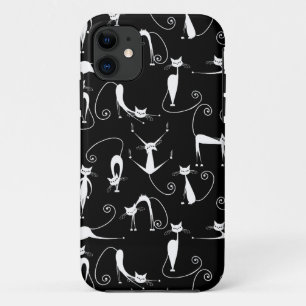 Whimsical Skinny wit kattenpatroon Case-Mate iPhone Case