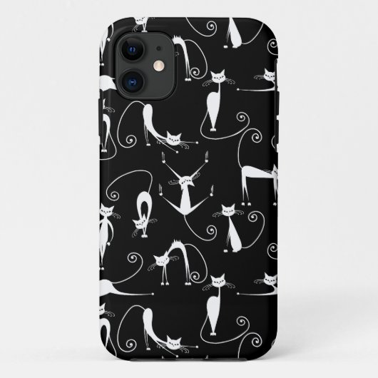 Whimsical Skinny wit kattenpatroon Case-Mate iPhone Case (Achterkant)