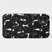 Whimsical Skinny wit kattenpatroon Case-Mate iPhone Case (Achterkant (horizontaal))