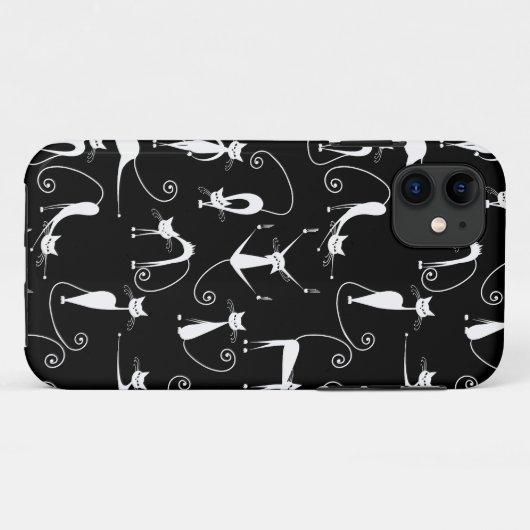 Whimsical Skinny wit kattenpatroon Case-Mate iPhone Case (Achterkant (horizontaal))
