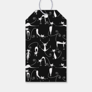 Whimsical Skinny wit kattenpatroon Een cadeau voor Cadeaulabel