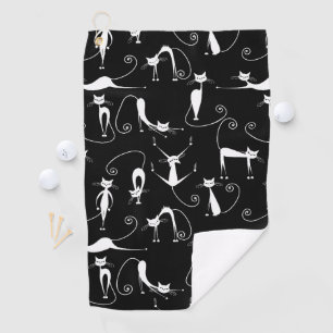 Whimsical Skinny wit kattenpatroon Golfhanddoek