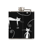 Whimsical Skinny wit kattenpatroon Heupfles (Achterkant)