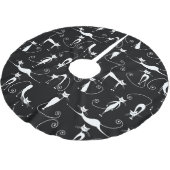 Whimsical Skinny wit kattenpatroon Kerstboom Rok (Gekanteld)