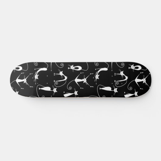 Whimsical Skinny wit kattenpatroon Persoonlijk Skateboard (Horizontaal)