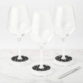 Whimsical Skinny wit kattenpatroon Wijnglaslabel (Set)