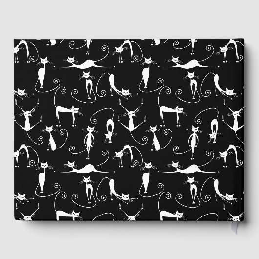 Whimsical Skinny Witte Kat Persoonlijke Tekst Rugg Gastenboek (Achterkant)