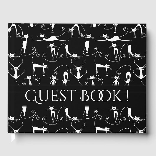 Whimsical Skinny Witte Kat Persoonlijke Tekst Rugg Gastenboek (Voorkant)