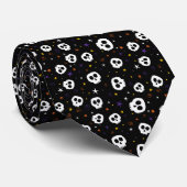 Whimsical Skull Print Zwart Stropdas (Opgerold)