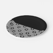 Whimsical Skull Zwart & Wit Skulls Halloween Papieren Bordje (Gekanteld)