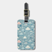 Whimsical Sky Pattern met wolken, sterren - Blauw Bagagelabel (Voorkant verticaal)