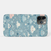 Whimsical Sky Pattern met wolken, sterren - Blauw Case-Mate iPhone Case (Achterkant (horizontaal))