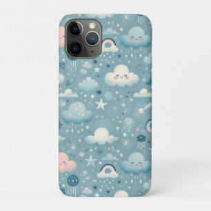 Whimsical Sky Pattern met wolken, sterren - Blauw Case-Mate iPhone Case
