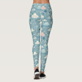 Whimsical Sky Pattern met wolken, sterren - Blauw Leggings (Achterkant)