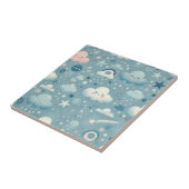 Whimsical Sky Pattern met wolken, sterren - Blauw Tegeltje (Zijkant)