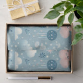 Whimsical Sky Pattern met wolken, sterren - Blauw Tissuepapier (Geschenk)