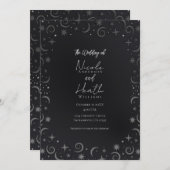 Whimsical Sky Swirls Silver Celestial Wedding Kaart (Voorkant / Achterkant)