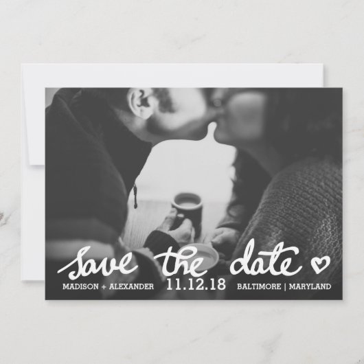 Whimsical Sla de datum op Schattigee Hartscriptfot Save The Date (Voorkant)
