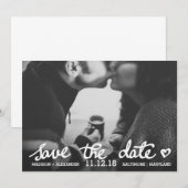 Whimsical Sla de datum op Schattigee Hartscriptfot Save The Date (Voorkant / Achterkant)