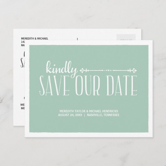 Whimsical slaat de datum op aankondigingskaart (Voorkant / Achterkant)