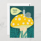 Whimsical Slak op Magical Mushroom CUSTOM Bedankt Briefkaart (Voorkant / Achterkant)