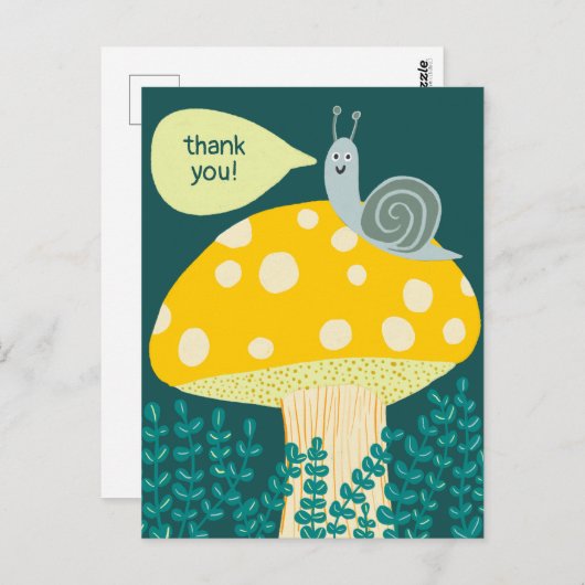 Whimsical Slak op Magical Mushroom CUSTOM Bedankt Briefkaart (Voorkant / Achterkant)