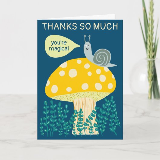 Whimsical Slak op Magical Mushroom CUSTOM Bedankt Kaart (Voorkant)