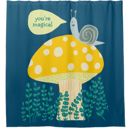 Whimsical Slak op Magical Mushroom CUSTOM Douchegordijn (Voorkant)