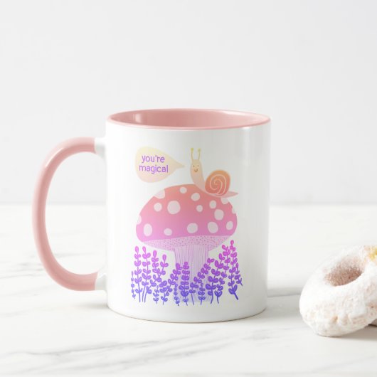 Whimsical Slak op Magical Mushroom CUSTOM Mok (Met donut)