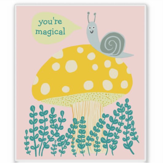 Whimsical Slak op Magical Mushroom CUSTOM Sticker (Voorkant)