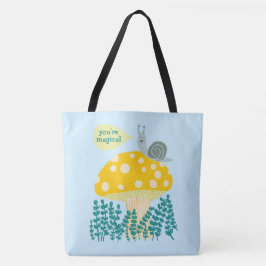 Whimsical Slak op Magical Mushroom CUSTOM Tote Bag