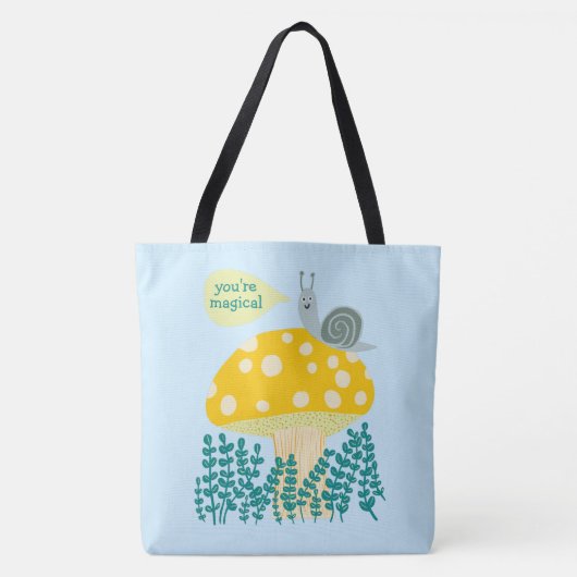 Whimsical Slak op Magical Mushroom CUSTOM Tote Bag (Voorkant)