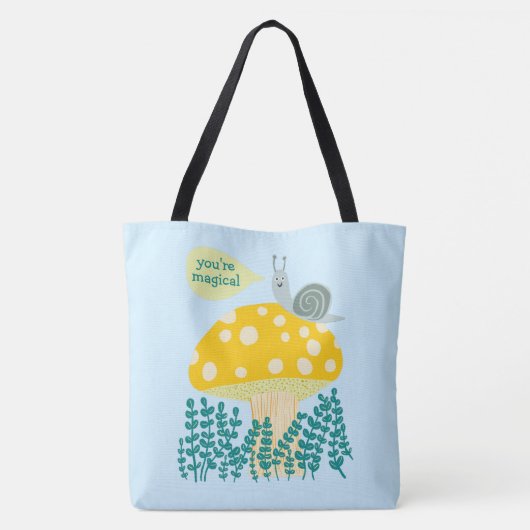Whimsical Slak op Magical Mushroom CUSTOM Tote Bag (Achterkant)