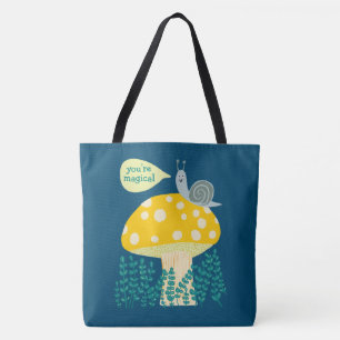 Whimsical Slak op Magical Mushroom CUSTOM Tote Bag