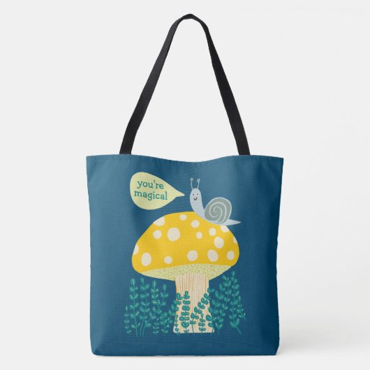 Whimsical Slak op Magical Mushroom CUSTOM Tote Bag (Achterkant)